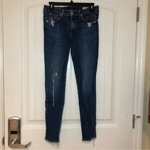 Rag & Bone Ripped Distressed Skinny Blue Jeans Size 28